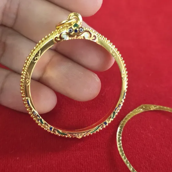 กรอบทองทรงกลมลงยา 鱼蛋龙牙金壳 กรอบทอง #254 - Durian Oldboy