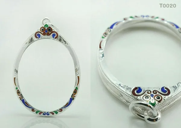 กรอบเงินงานขึ้นมือติดซุ้มลงยา บน-ล่าง หลากสี