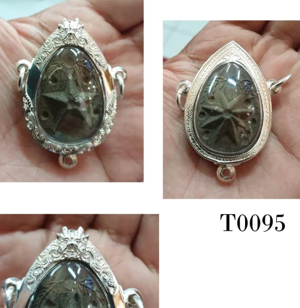 กรอบเงินลายหัวหล่อมังกร กลางขัดเงา ล่างฉลุลาย - T0095