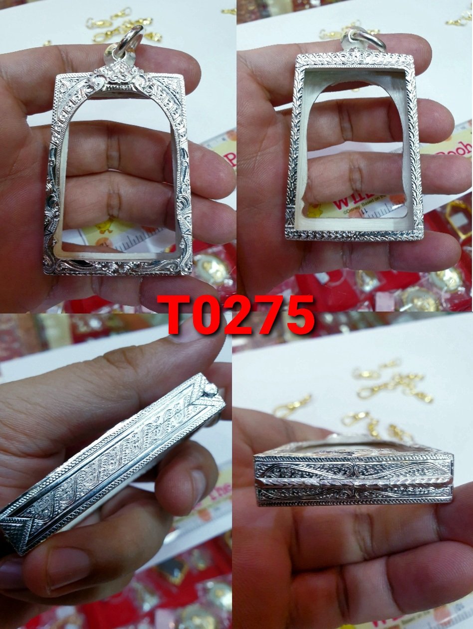 ตลับหน้าเรียบเปิดหน้าเปิดหลังไม่กันน้ำยกซุ้ม ลายเต็ม 3 ชั้นลายไทยทั้งองค์ - T0275