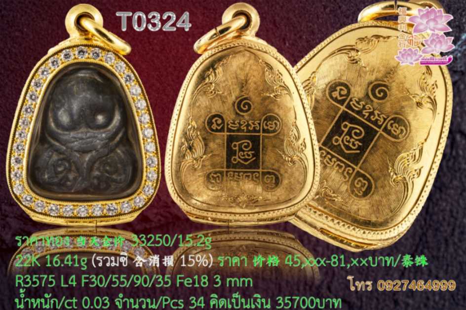 ตลับฝังเพชรรอบไม่กันน้ำหลังปิด แกะลายตามเลือก - T0324 (ภาพ 2)