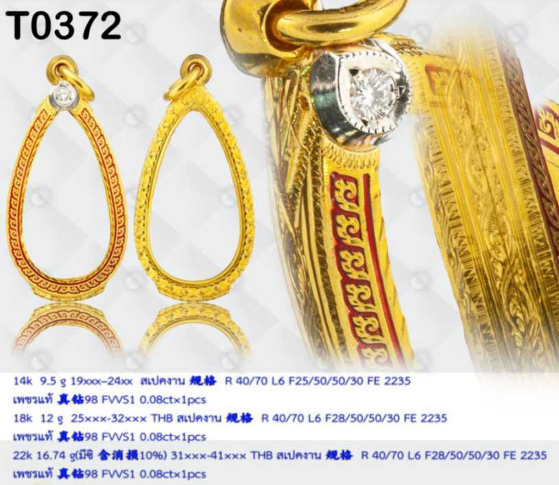 ตลับหน้าโอลายแข้งสิงห์ช่อลงยาสีตามสั่ง ยอดฝังเพชรทองหยดน้ำ - T0372