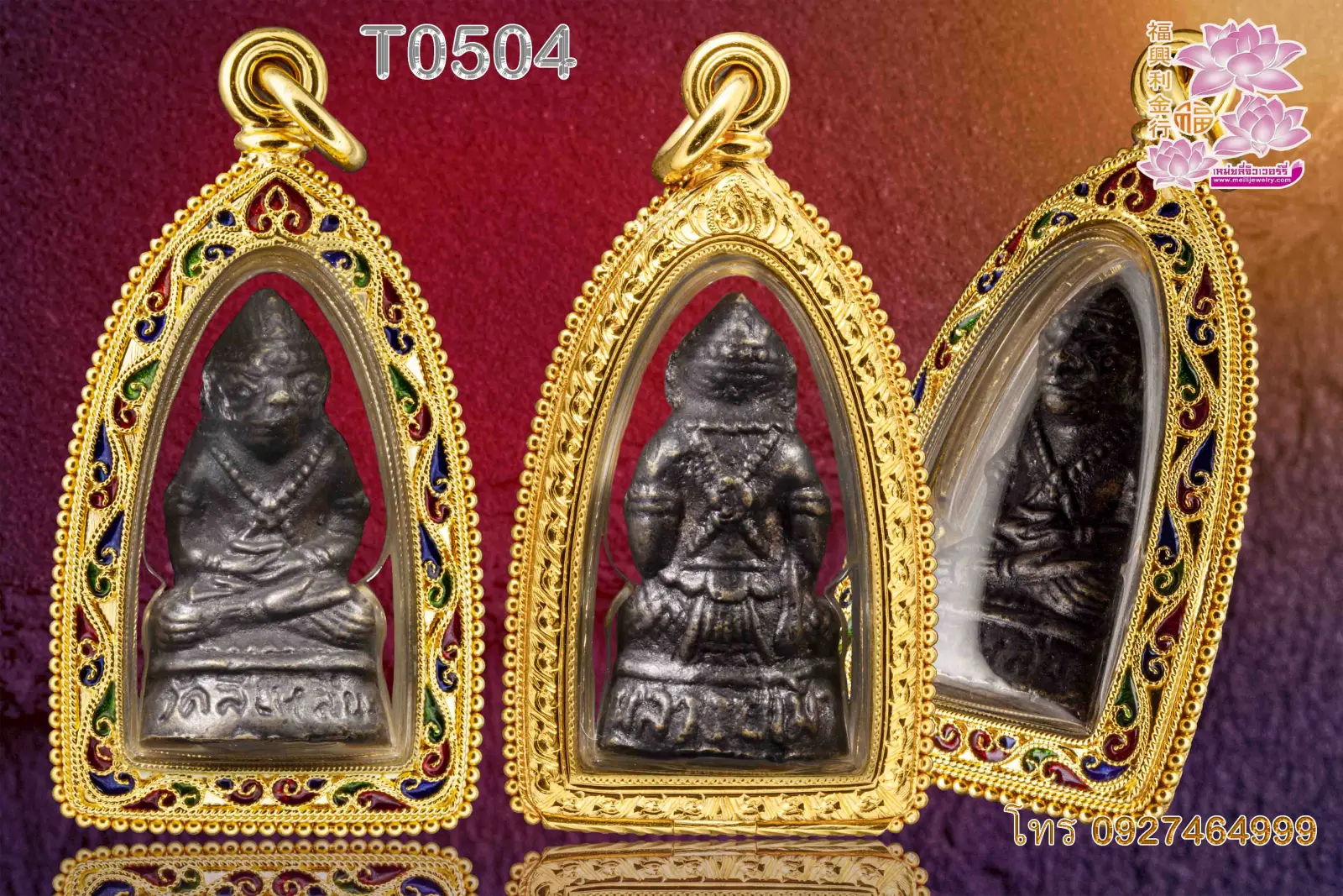 ตลับลายเถาวัลย์ลวดเกลียวดัด ลงยาตามแบบหรือตามระบุ หูลวดสามชั้นน ข้างลวดเกลียวไข่ปลา - T0504 (ภาพ 2)